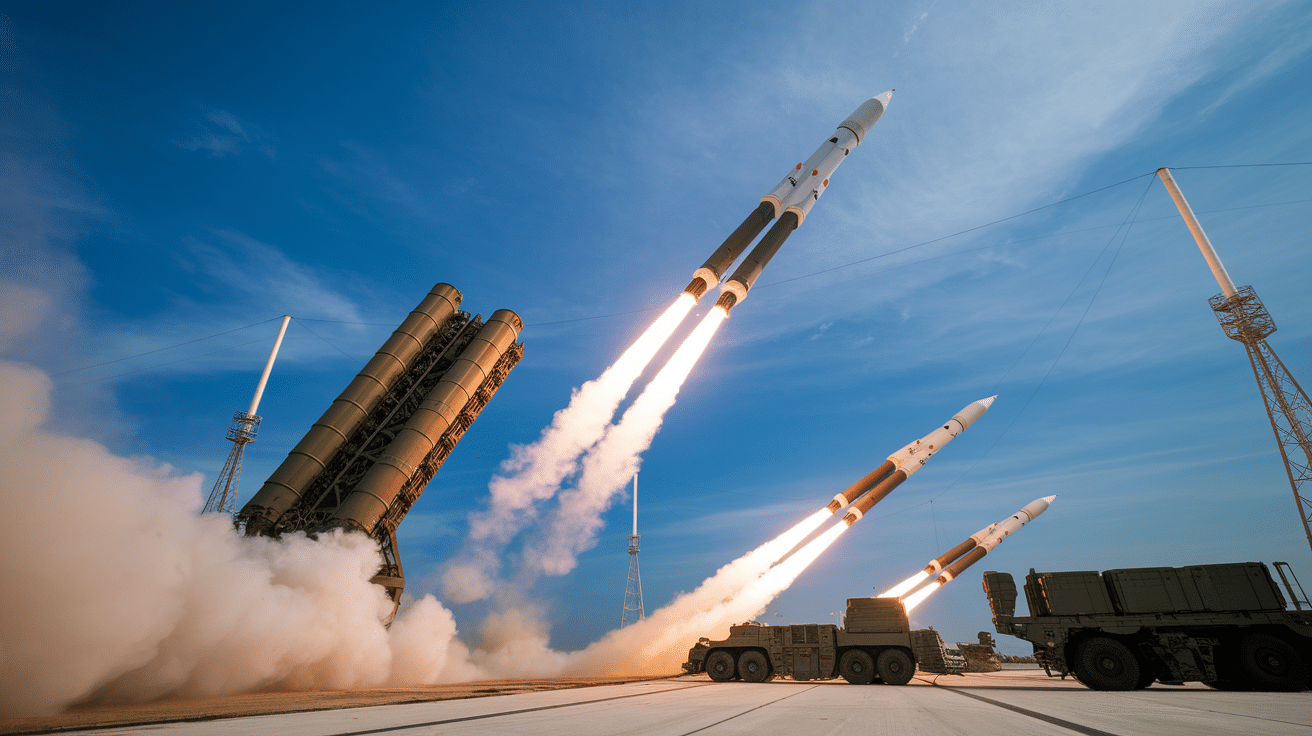 The HIMARS rocket system in action, launching rockets during a test fire in Taiwan, emphasizing its precision and strength.