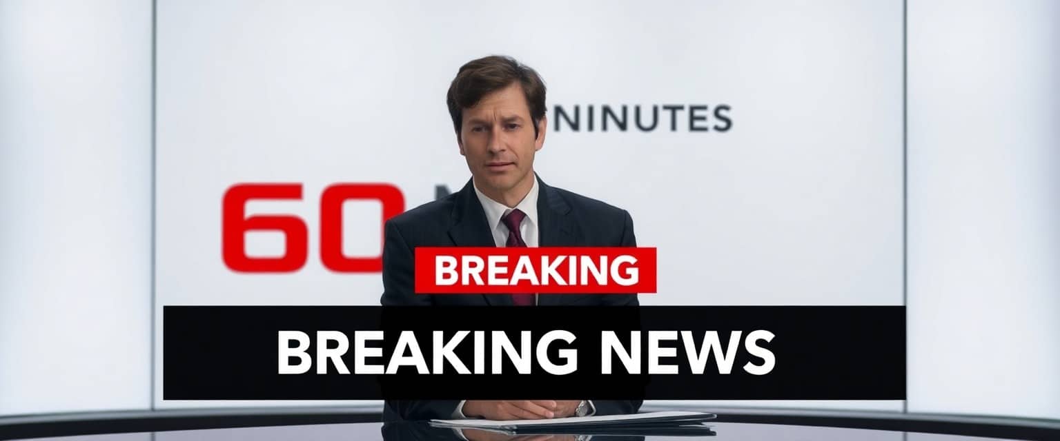 '60 Minutes' broadcast studio with a somber anchor discussing the  million settlement with Donald Trump