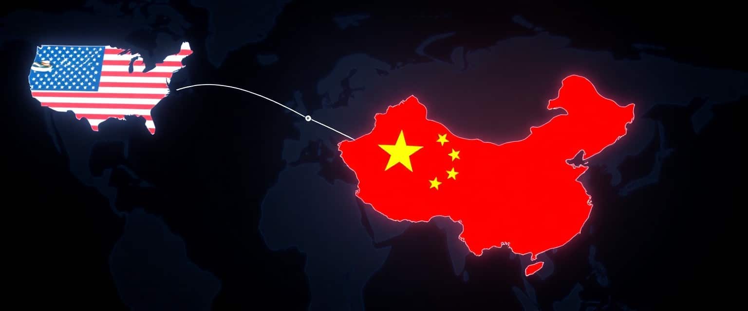 Digital map showing U.S. and China with a connection line, representing planned discussions