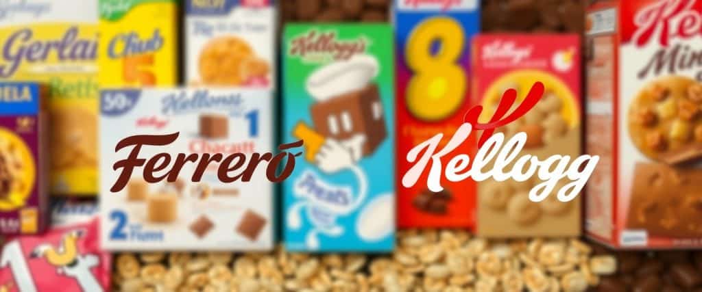 The Ferrero and WK Kellogg logos side by side, representing the merger of the two companies