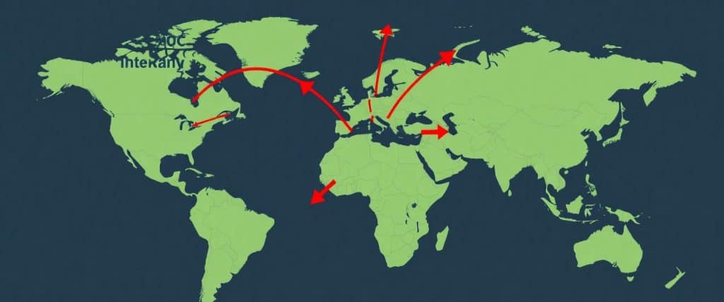 Global map showing blocked and redirected arrows representing China's EV battery export restrictions