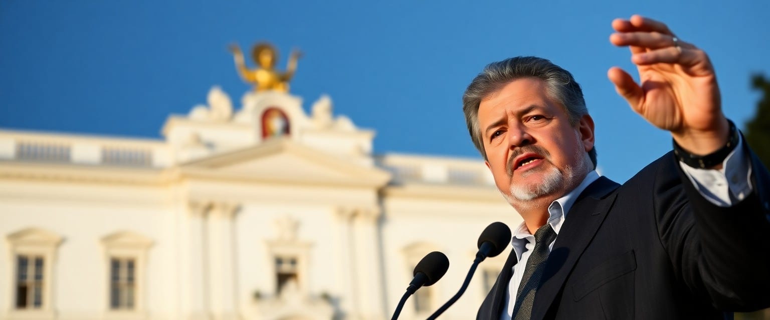 Brazilian President Luiz Inácio Lula da Silva addressing the media in front of the Planalto Palace