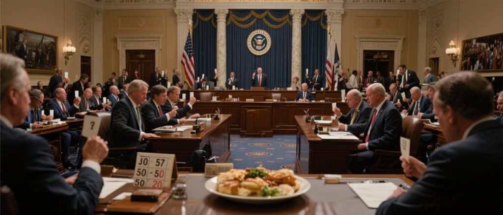 US Senate floor with senators actively voting during the Vote-a-Rama session on Trump’s 'Big, Beautiful Bill.'