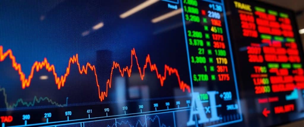 Stock market display showing significant downturns, symbolizing the impact of tariffs on financial markets