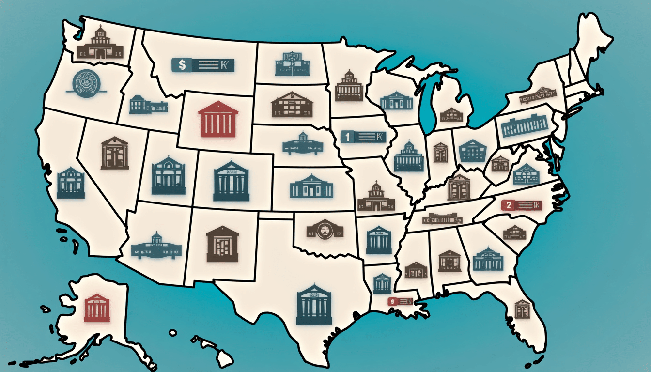 Illustration of US government departments being reshaped under Project 2025.