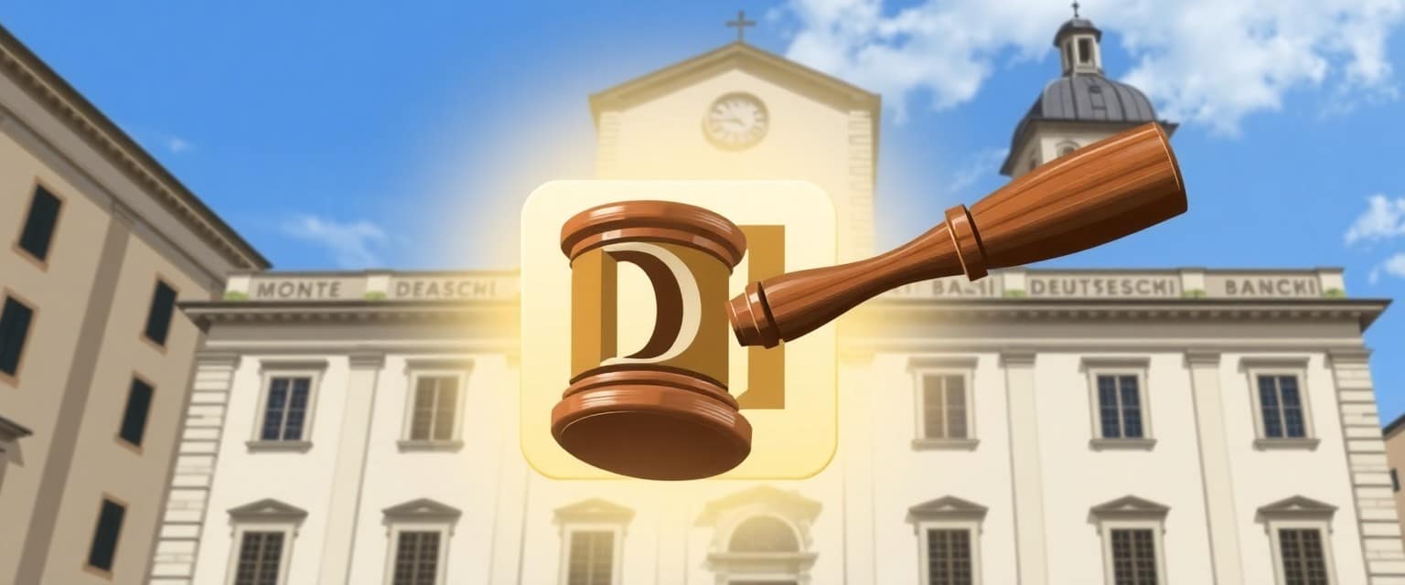 Lawsuit against Deutsche Bank CEO symbolized by gavel and logos