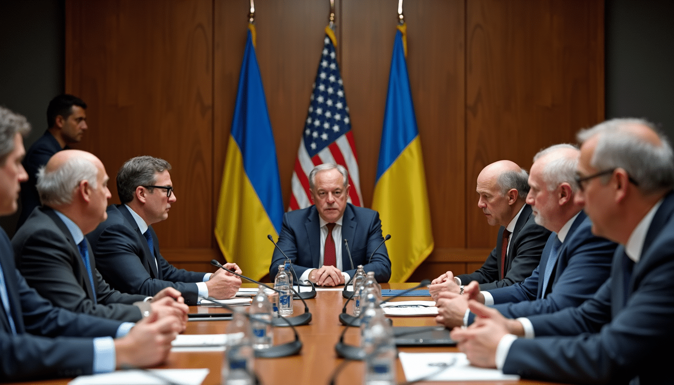NATO leaders and US representatives discussing Ukraine and Russia in 2025.