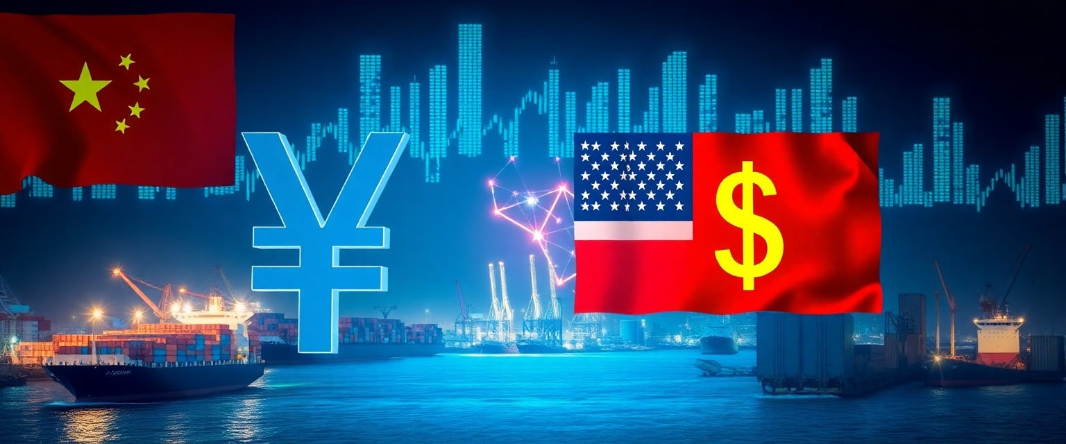 Illustration representing China’s economic response to U.S. tariff escalation in 2025.