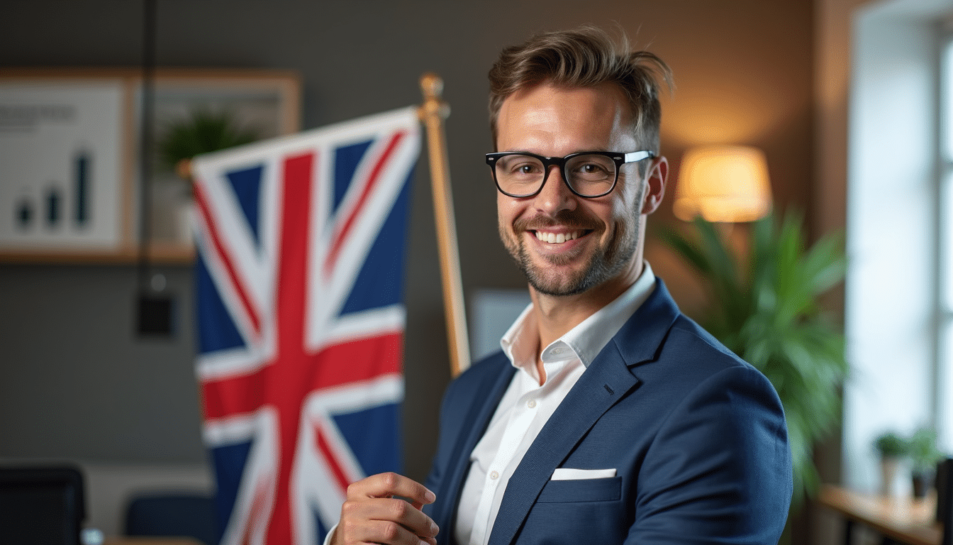 A UK banker celebrates receiving a performance bonus after the UK bonus cap removal reforms.